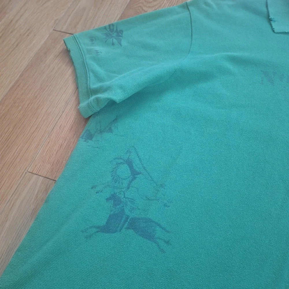 Polo Ralph Lauren Custom Fit Vintage Native American Graphic Polo Green XL